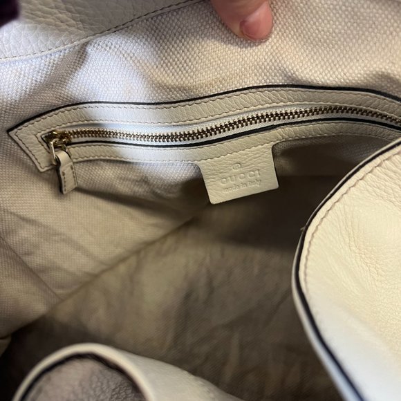 Gucci Pebbled Calfskin Soho Shoulder Bag Off White - Picture 12 of 15